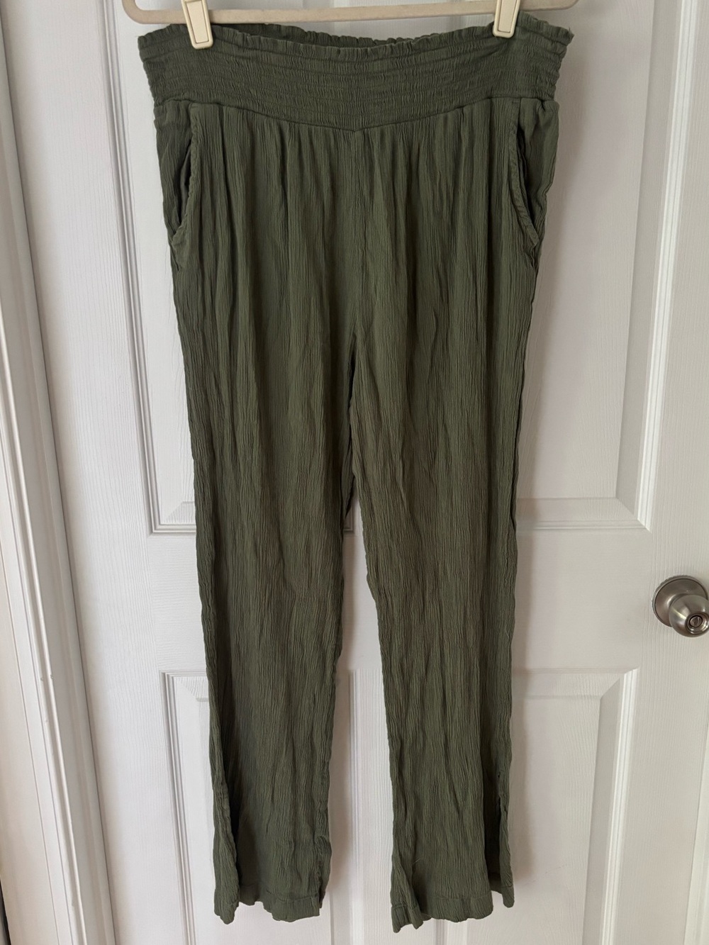 aerie olive green gauze pants